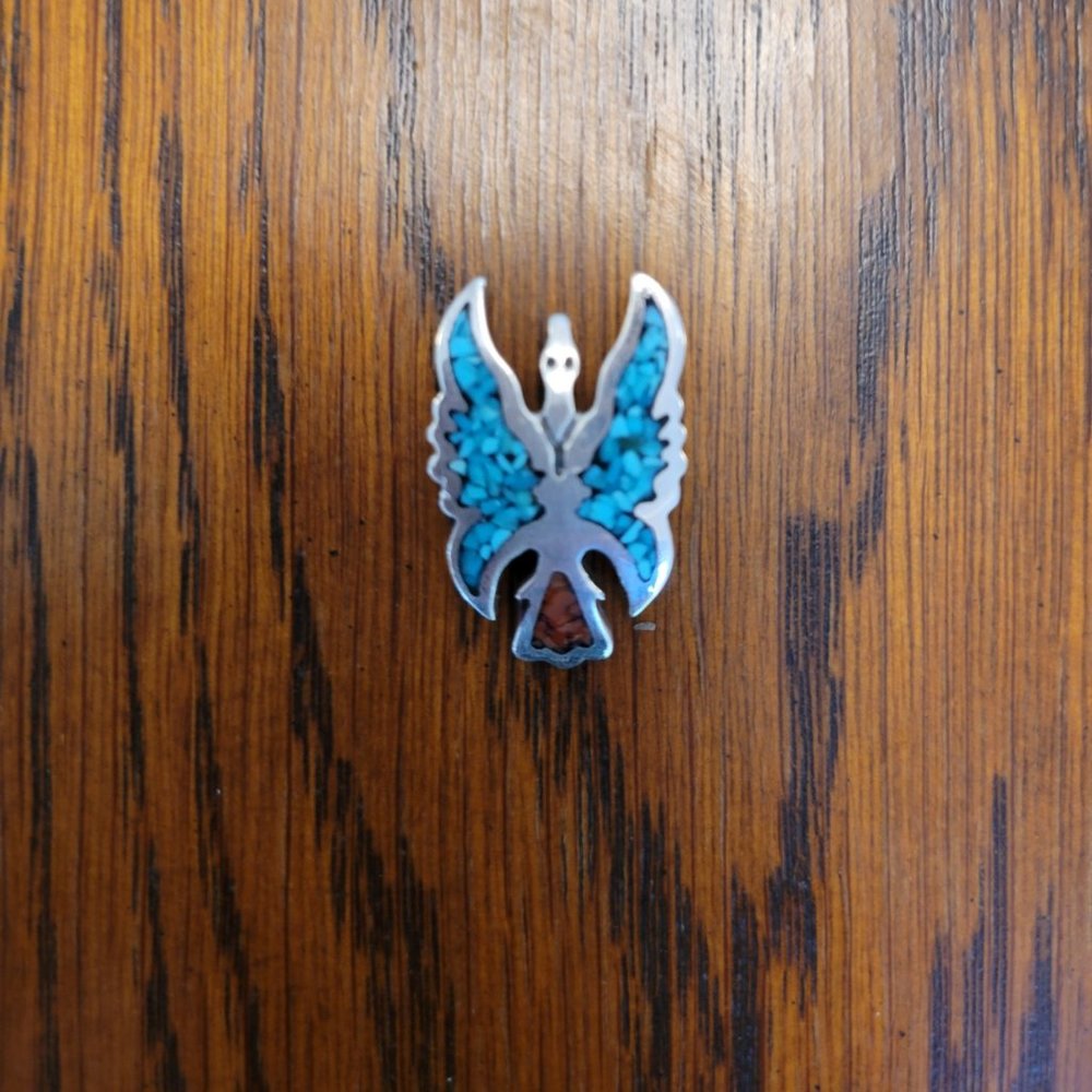 Silver and turquoise Phoenix necklace